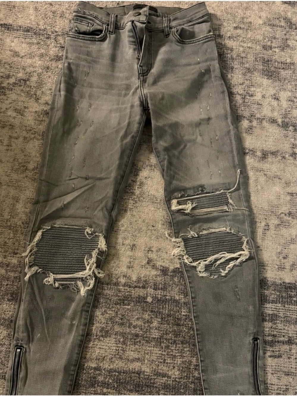 AMIRI Women’s Distressed Skinny Jeans in Grey